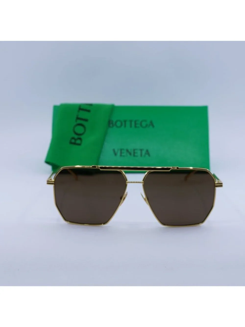 Bottega Veneta BV1012S 003 Aviator Sunglasses - Gold / Brown